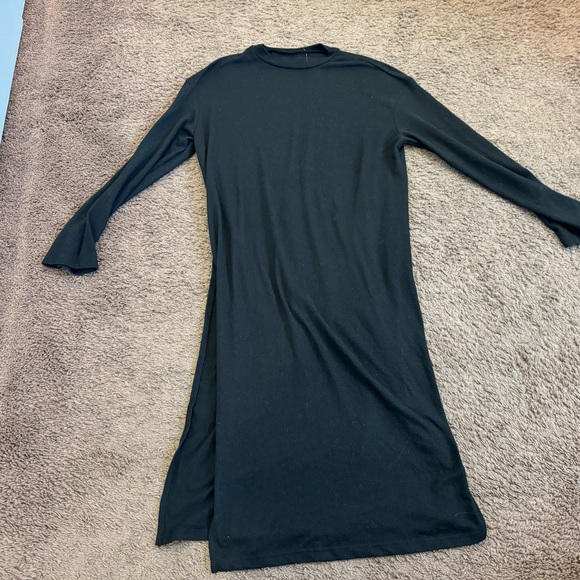 SHEIN Black Long Sleeve High Slit Dress Tunic Sweater Oversized Size 6 - Picture 2 of 9